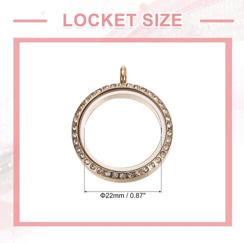 uxcell Living Floating Memory Locket ، leget glass route round steel steel feather مع زخرفة حجر الراين للحرف اليدوية DIY وهدايا يومية خاصة in Kuwait