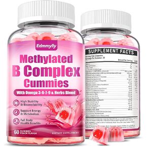 Methylated B Multivitamin for Women - Daily Vitamin B1 ، B2 ، B6 ، B12 Gummies مع حمض الفوليك ، فيتامين C ، المغنيسيوم وأوميغا 3 - يدعم المناعة والمناعة الصحية in Kuwait
