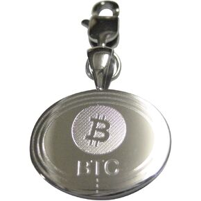 Kiola تصمم الفضة منغمًا بيضاويًا محفورًا بالعملة المعدنية عملة مشفرة blockchain Zipper Charm Charm in Saudi Arabia