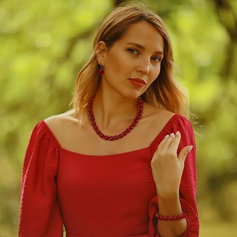 قلادة من الخرز للنساء ، قلادة من أحجار الأحجار الكريمة الطبيعية قلادة قلادة 10 ملم حبة حبلا قلادة قلادة قلادة شفاء مجوهرات شقرا الكريستال in Kuwait