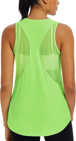 MAGCOMSEN Workout Tank Tops for Women Sleeveless Racerback Mesh Summer Dry Fit Lightweight Shirts Athletic Running Tops in Saudi Arabia