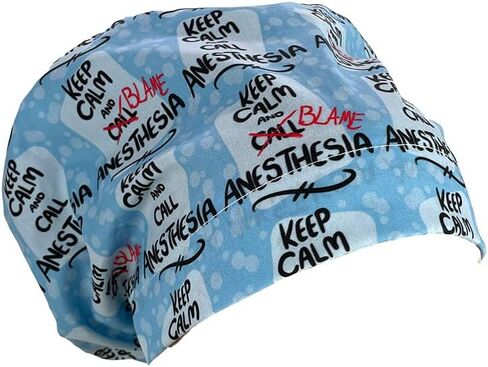 European Style Scrub Cap No Ribbon – Call Anesthesia - for Women Nurses Hats | Dr. Hats Blue and Black in Saudi Arabia