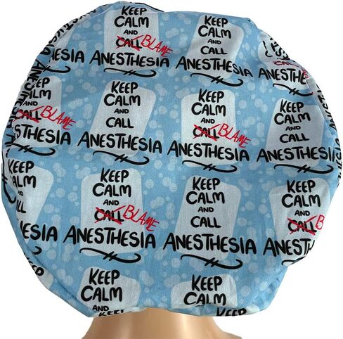 European Style Scrub Cap No Ribbon – Call Anesthesia - for Women Nurses Hats | Dr. Hats Blue and Black in Saudi Arabia