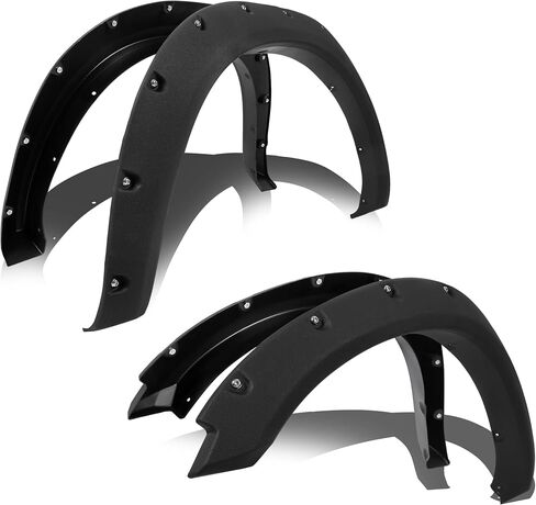 KUAFU Fender Flares Compatible with 2009-2018 Dodge Ram 1500 2019-2023 Ram 1500 Classic (Exclude R/T & Rebel Models) Textured Black Pocket Bolt-Riveted Style Fender Flare Set, Front & Rear 4 Piece in Saudi Arabia