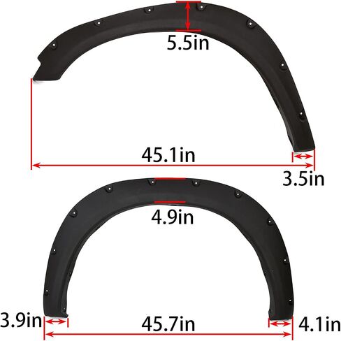 KUAFU Fender Flares Compatible with 2009-2018 Dodge Ram 1500 2019-2023 Ram 1500 Classic (Exclude R/T & Rebel Models) Textured Black Pocket Bolt-Riveted Style Fender Flare Set, Front & Rear 4 Piece in Saudi Arabia