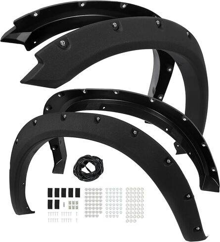 KUAFU Fender Flares Compatible with 2009-2018 Dodge Ram 1500 2019-2023 Ram 1500 Classic (Exclude R/T & Rebel Models) Textured Black Pocket Bolt-Riveted Style Fender Flare Set, Front & Rear 4 Piece in Saudi Arabia