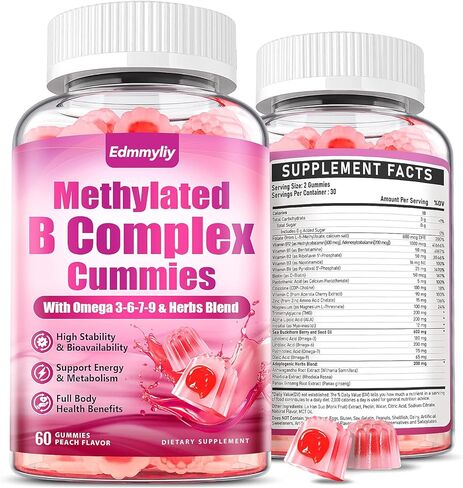 Methylated B Multivitamin for Women - Daily Vitamin B1 ، B2 ، B6 ، B12 Gummies مع حمض الفوليك ، فيتامين C ، المغنيسيوم وأوميغا 3 - يدعم المناعة والمناعة الصحية in Saudi Arabia