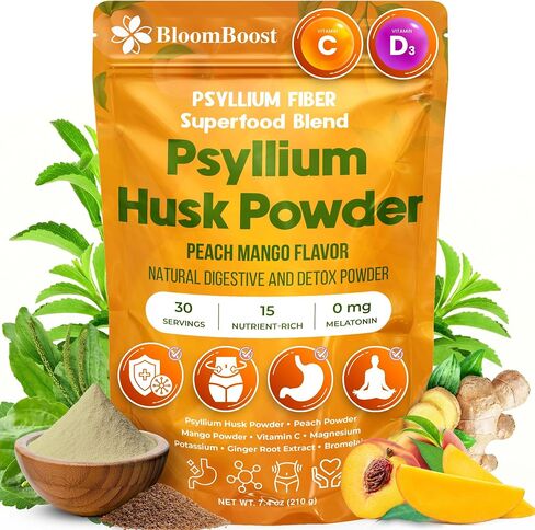 Psyllium Husk Powder | Tropical Flavored Psyllium Husk Powder for Digestive Health & Gut Support | Sugar Free Supplement for Keto & Vegan Diets | 30-Day Supply in Saudi Arabia