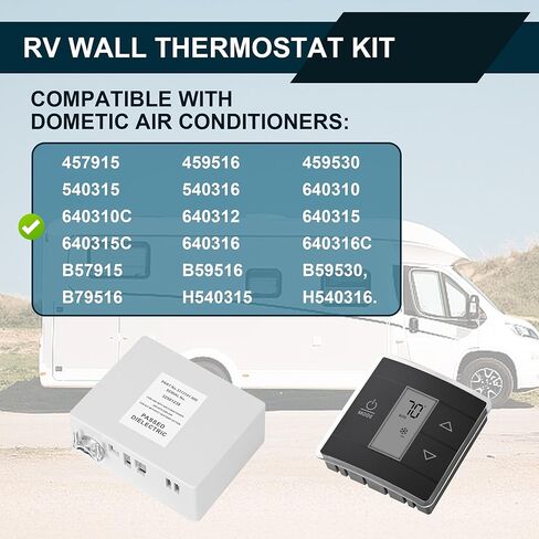 ترموستات جداري RV، 3316250.7 ترموستات جداري لمنطقة واحدة RV، بديل لمكيف هواء RV/Camper المنزلي، عرض درجة الحرارة الرقمية، ثلاث مناطق إدخال، إضاءة خلفية زرقاء ساطعة ذاتية الإطفاء in Kuwait