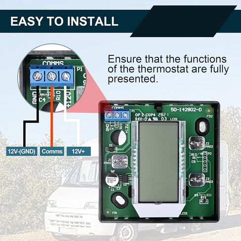 ترموستات جداري RV، 3316250.7 ترموستات جداري لمنطقة واحدة RV، بديل لمكيف هواء RV/Camper المنزلي، عرض درجة الحرارة الرقمية، ثلاث مناطق إدخال، إضاءة خلفية زرقاء ساطعة ذاتية الإطفاء in Kuwait