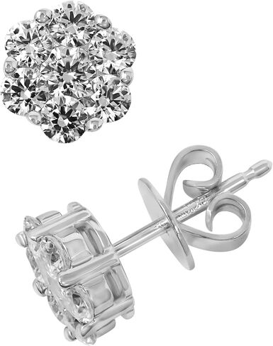 925 Sterling Silver CZ Flower Stud أقراط ، 2 CT in Kuwait