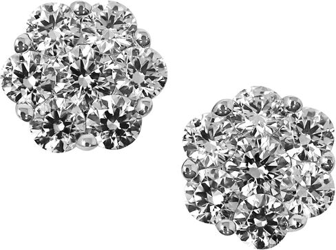 925 Sterling Silver CZ Flower Stud أقراط ، 2 CT in Kuwait