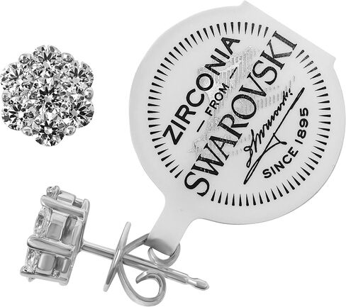 925 Sterling Silver CZ Flower Stud أقراط ، 2 CT in Kuwait