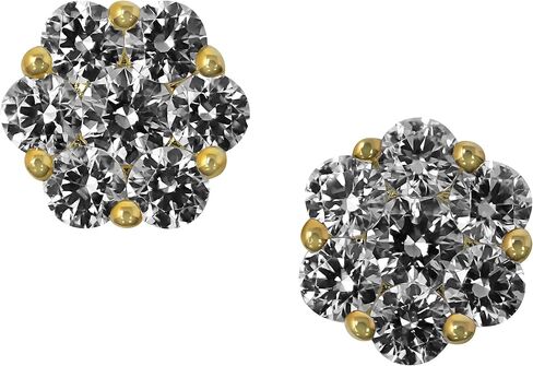 925 Sterling Silver CZ Flower Stud أقراط ، 2 CT in Kuwait