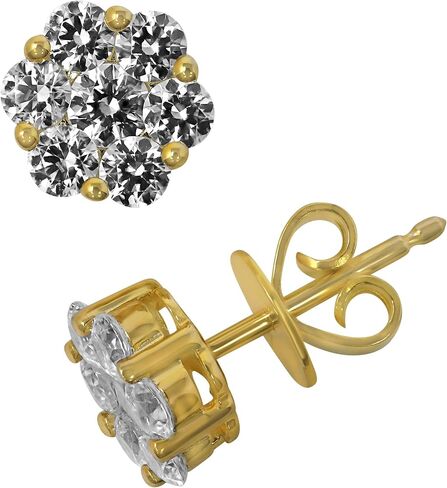 925 Sterling Silver CZ Flower Stud أقراط ، 2 CT in Kuwait