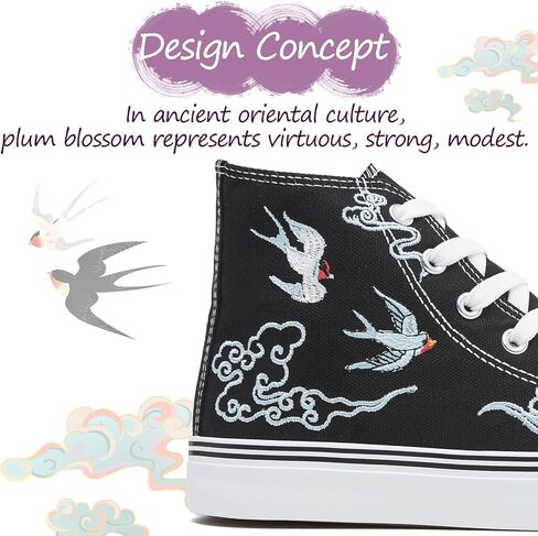 kufeiti Women's High Top Canvas Sneakers Canvas Shoes Lace up White Black Sneakers Casual Walking Shoes in Kuwait