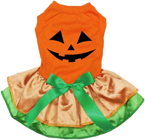 Petitebella Pumpkin Face Puppy Dog Dress (Orange/Orange, Medium) in Kuwait