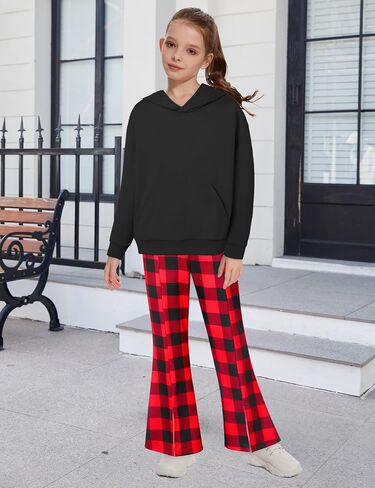 Hipea Girls Clothes 2 قطعة هوديي الكنغر جيب جيب طويل الأكمام من النوع الثقيل طباعة السراويل in Kuwait
