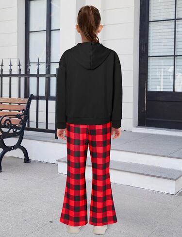 Hipea Girls Clothes 2 قطعة هوديي الكنغر جيب جيب طويل الأكمام من النوع الثقيل طباعة السراويل in Kuwait