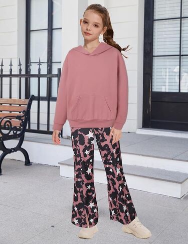 Hipea Girls Clothes 2 قطعة هوديي الكنغر جيب جيب طويل الأكمام من النوع الثقيل طباعة السراويل in Kuwait