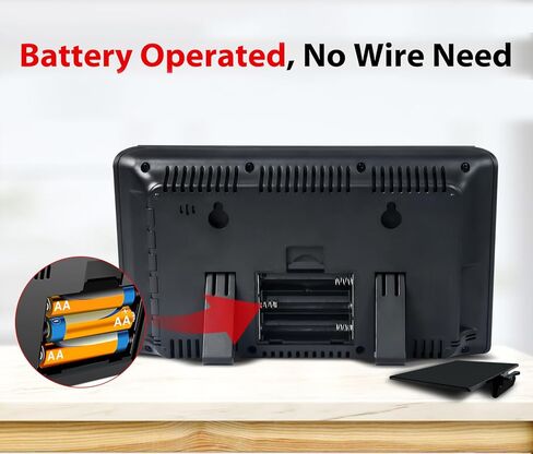 Atomic Clock with Indoor Temperature and Humidity,Digital Wall Clock with Large Numbers, Battery Operated Digital Clock for Seniors in Kuwait