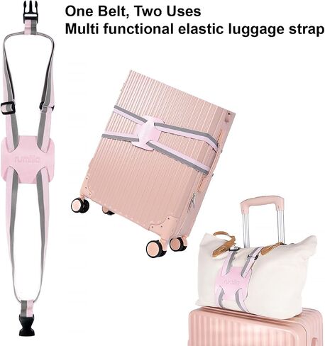 Luggage Straps for Suitcases, Travel Accessories to Connect Two Suitcase, Add A Bag Luggage Strap for Carry On Luggages Adjustable Buckle Belt (Grey/Pink-1pcs) in Kuwait