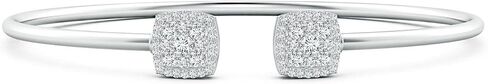 Angara Lab Grown Round Diamond Cushion Halo Open Flex Bangle in 14K Solid Gold | Birthday, Engagement, Anniversary, Wedding Jewelry Gift for Women in Saudi Arabia