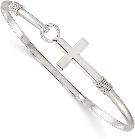 925 Sterling Silver Gold-tone Cross Bangle Bracelet 7.25" in Kuwait