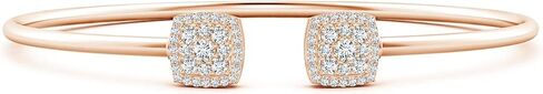 Angara Lab Grown Round Diamond Cushion Halo Open Flex Bangle in 14K Solid Gold | Birthday, Engagement, Anniversary, Wedding Jewelry Gift for Women in Saudi Arabia