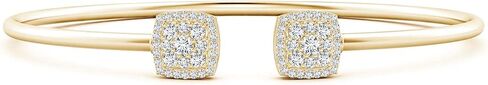 Angara Lab Grown Round Diamond Cushion Halo Open Flex Bangle in 14K Solid Gold | Birthday, Engagement, Anniversary, Wedding Jewelry Gift for Women in Saudi Arabia