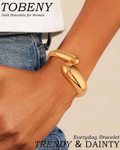 TOBENY Gold Bangle Bracelets for Women Trendy Waterdrop Adjustable Twist Cuff Bracelet Thick Chunky Gold Bracelet Jewelry Gifts in Kuwait