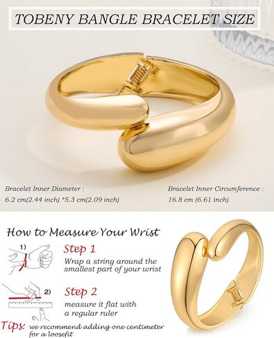 TOBENY Gold Bangle Bracelets for Women Trendy Waterdrop Adjustable Twist Cuff Bracelet Thick Chunky Gold Bracelet Jewelry Gifts in Kuwait