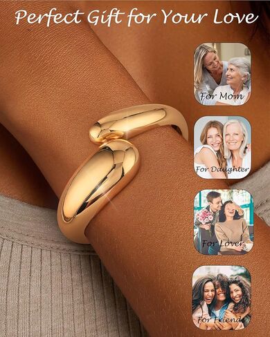 TOBENY Gold Bangle Bracelets for Women Trendy Waterdrop Adjustable Twist Cuff Bracelet Thick Chunky Gold Bracelet Jewelry Gifts in Kuwait