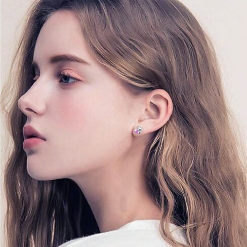 Sterling Silver Koala Bear Birthstone Stud Earrings - Hypoallergenic Heart Crystal Koala Earrings Gift for Women Lovers in Saudi Arabia