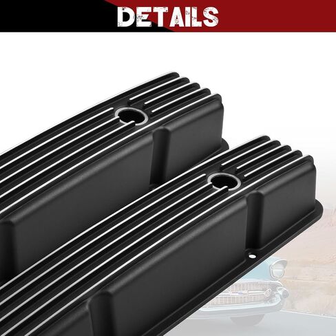 أغطية صمام طويل القامة من الألومنيوم لـ Chevy SBC 1958-1986 283 302 305 327 350 383 400 محرك بلوك صغير أغطية صمام مطلية باللون الأسود in Saudi Arabia