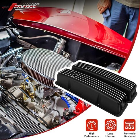 أغطية صمام طويل القامة من الألومنيوم لـ Chevy SBC 1958-1986 283 302 305 327 350 383 400 محرك بلوك صغير أغطية صمام مطلية باللون الأسود in Saudi Arabia