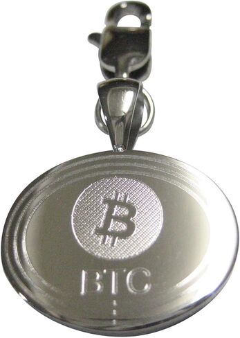 Kiola تصمم الفضة منغمًا بيضاويًا محفورًا بالعملة المعدنية عملة مشفرة blockchain Zipper Charm Charm in Kuwait