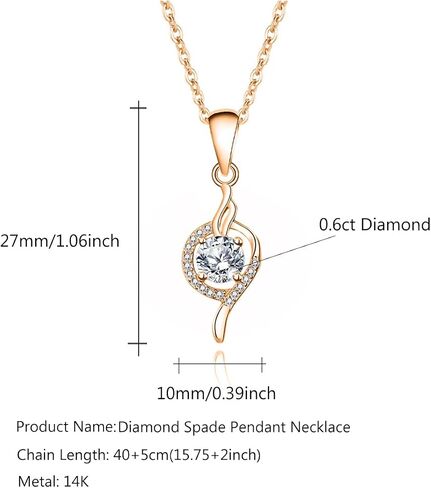 14K Gold 0.6ct D-Color VVS1 Diamond Spade Pendant Necklace, Stylish and Luxurious Women's Accessory in Saudi Arabia