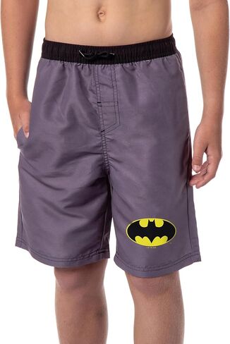 Intimo DC Comics Batman Boys 'Swimming Trunks Pool Board Shorts Mesh Netting Elastic Bandband (10/12) Gray in Saudi Arabia