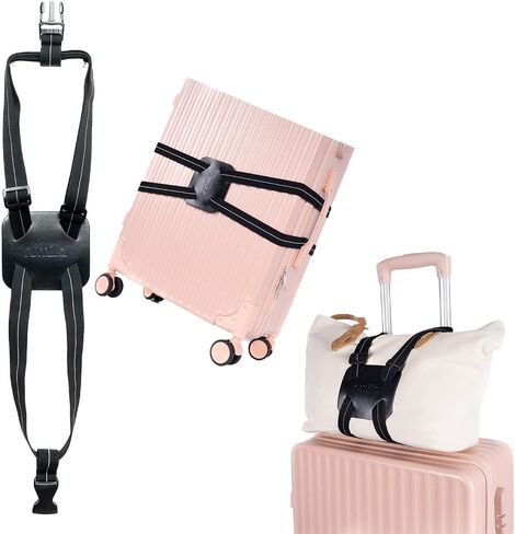 Luggage Straps for Suitcases, Travel Accessories to Connect Two Suitcase, Add A Bag Luggage Strap for Carry On Luggages Adjustable Buckle Belt (Grey/Pink-1pcs) in Kuwait