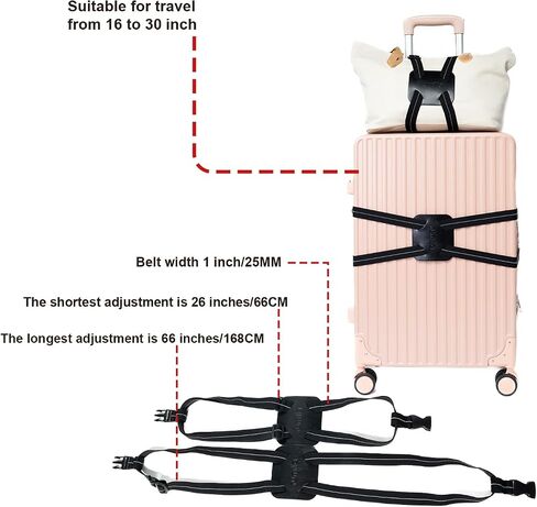 Luggage Straps for Suitcases, Travel Accessories to Connect Two Suitcase, Add A Bag Luggage Strap for Carry On Luggages Adjustable Buckle Belt (Grey/Pink-1pcs) in Kuwait