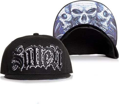 Sullen Men's Hur Skulls Graphic Tattoo Lifestyle Adjustable Flatbill Snapback Hat Black in Saudi Arabia