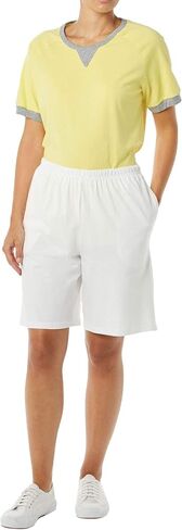 AmeriMark Women’s Shorts - Full Elastic Waist Athletic Bermuda Shorts - Ladies 100% Cotton Pull-On Golf Shorts with Pockets Navy 4X in Saudi Arabia