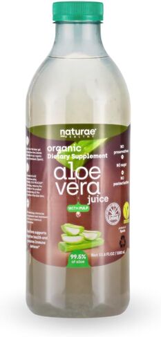 Naturae Healthy- Organic Aloe Vera Juice with Pulp – Cold-Processed from Fresh Leaves – Pure, Natural & Vegan- 33.8 fl oz in Saudi Arabia