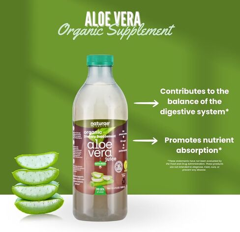 Naturae Healthy- Organic Aloe Vera Juice with Pulp – Cold-Processed from Fresh Leaves – Pure, Natural & Vegan- 33.8 fl oz in Saudi Arabia