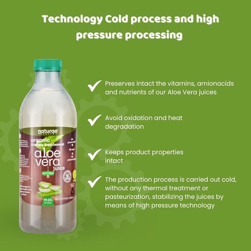 Naturae Healthy- Organic Aloe Vera Juice with Pulp – Cold-Processed from Fresh Leaves – Pure, Natural & Vegan- 33.8 fl oz in Saudi Arabia