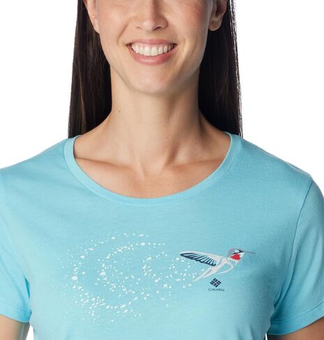 Columbia Women's Daisy Days Short Sleeve Graphic Tee, Mango Heather/Seek Outdoors, Medium in Saudi Arabia