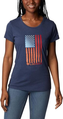 Columbia Women's Daisy Days Short Sleeve Graphic Tee, Mango Heather/Seek Outdoors, Medium in Saudi Arabia
