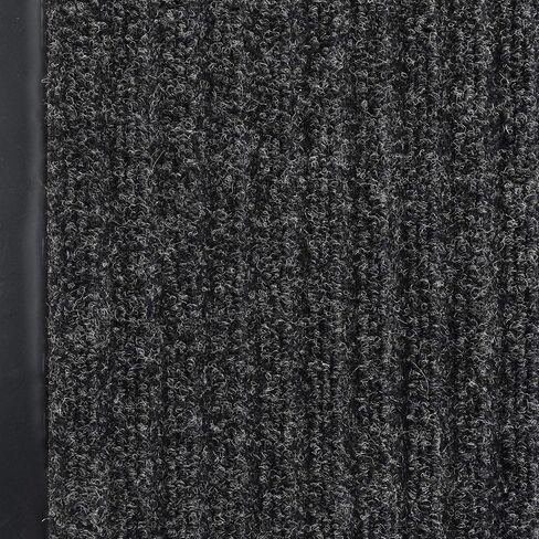 iCustomRug Heavy Duty Interior/Exterior Waterproof Utility Ribbed Vinyl Back Runner, 70 Sizes for Doorway, Balcony, Hallway, Commercial Space 4' X 52' Charcoal in Kuwait