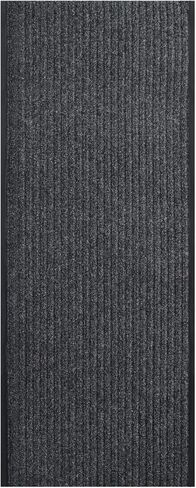 iCustomRug Heavy Duty Interior/Exterior Waterproof Utility Ribbed Vinyl Back Runner, 70 Sizes for Doorway, Balcony, Hallway, Commercial Space 4' X 52' Charcoal in Kuwait